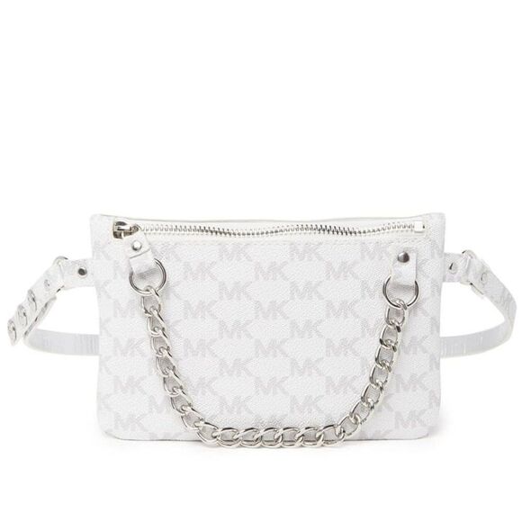 4/$100 Michael Kors White Silver Pull Chain Belt Bag NWT - Picture 6 of 7